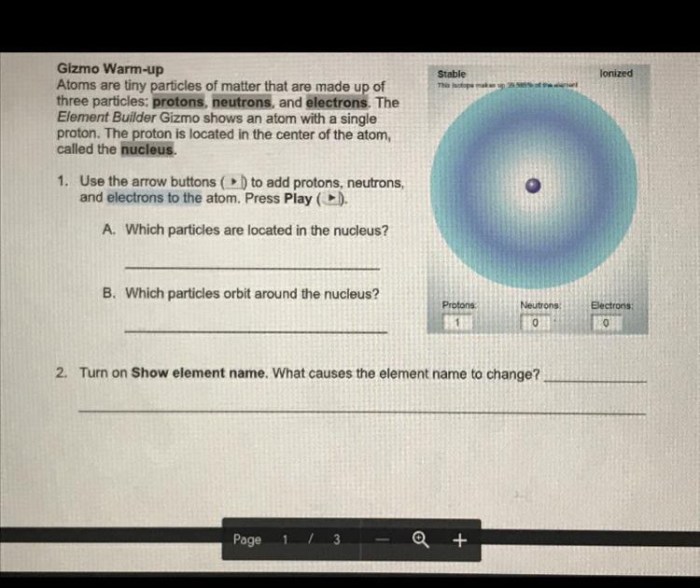 Gizmos element builder answer key