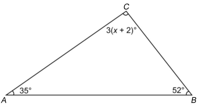 What are the angle measures in triangle abc