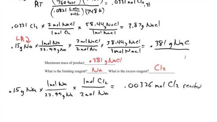 Limiting and excess reactants pogil